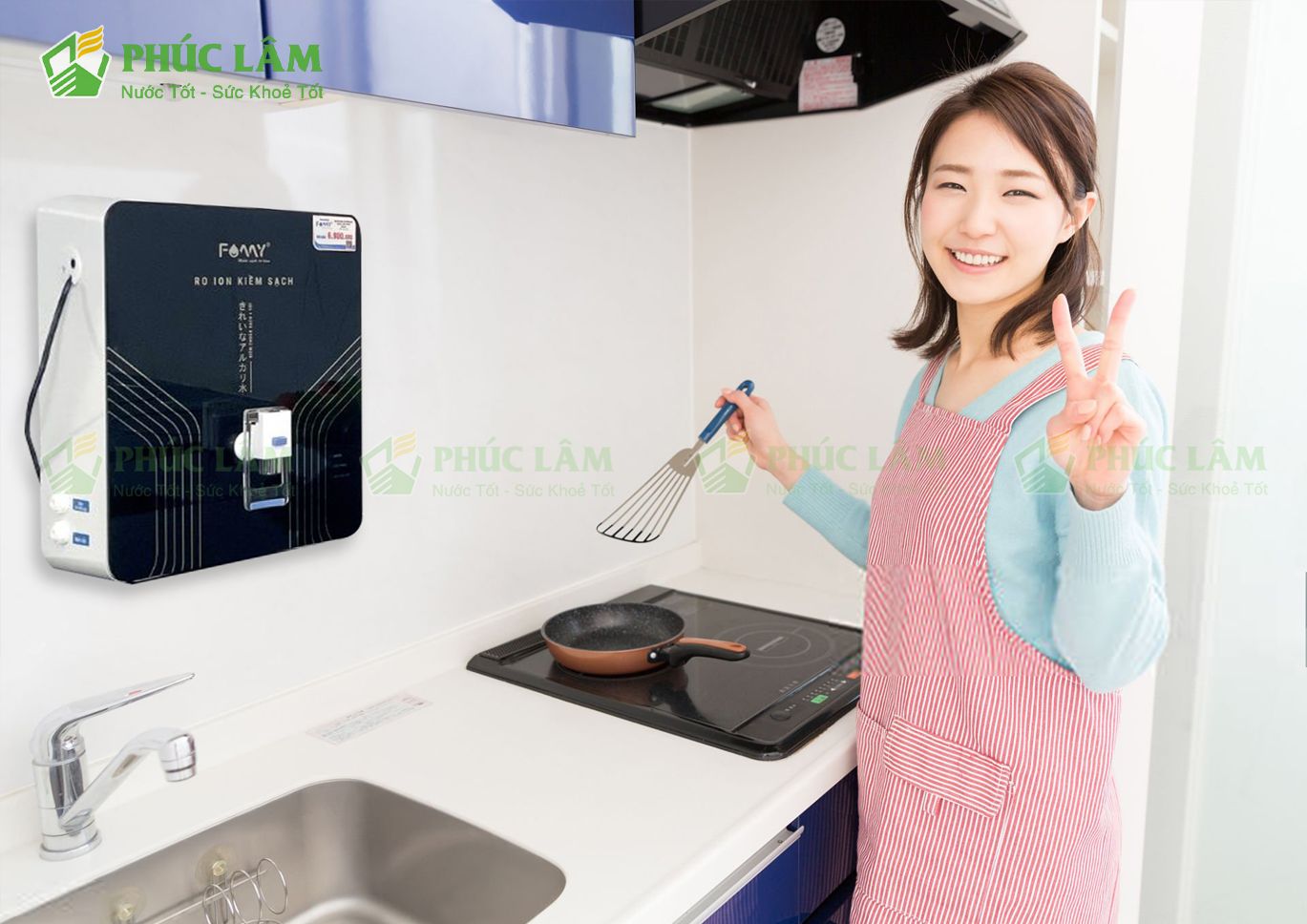 Bộ tạo kiềm Famy RIO-02 W lắp đặt treo tường gọn gàng