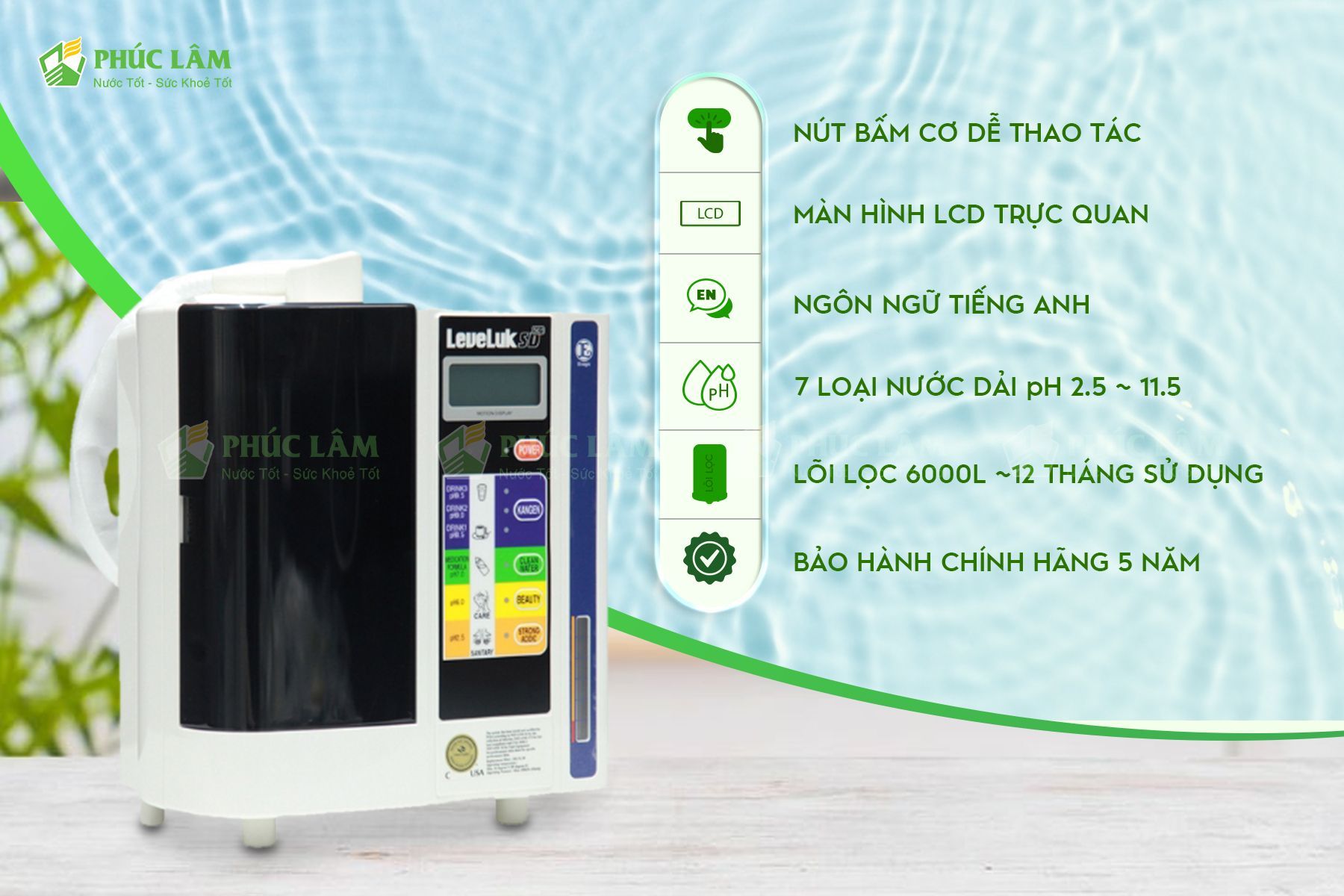Các tính năng nổi bật của máy lọc nước ion kiềm kangen sd501