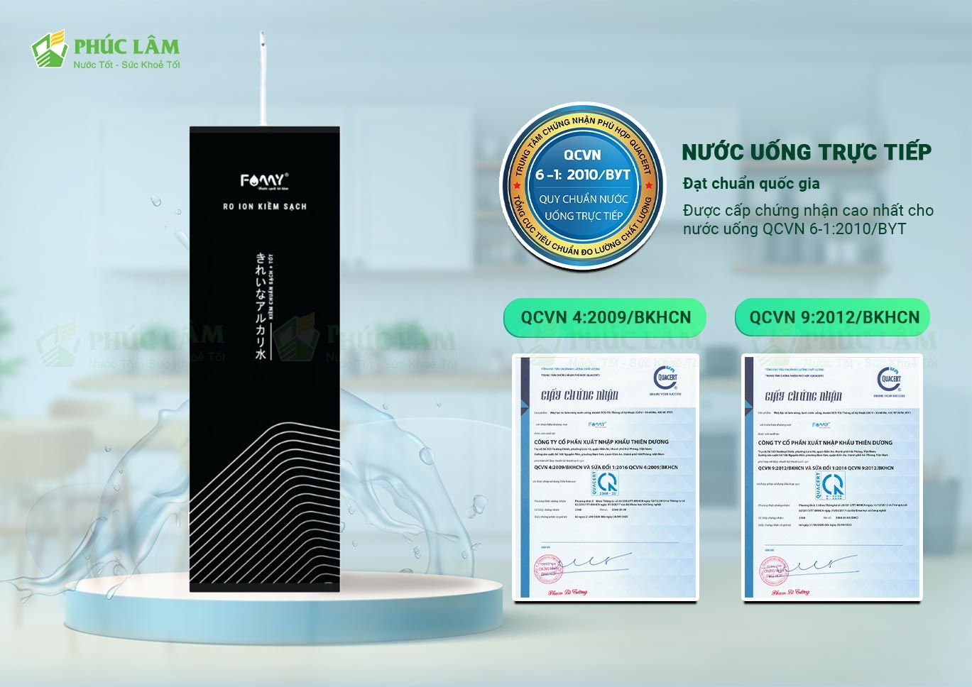 Chứng nhận chất lượng máy lọc nước Famy uy tín