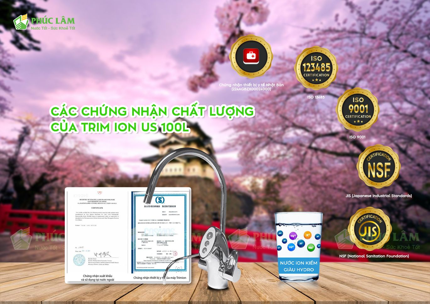 Các Chứng Nhận Chất Lượng Của Máy lọc nước ion kiềm Trim Ion US-100L