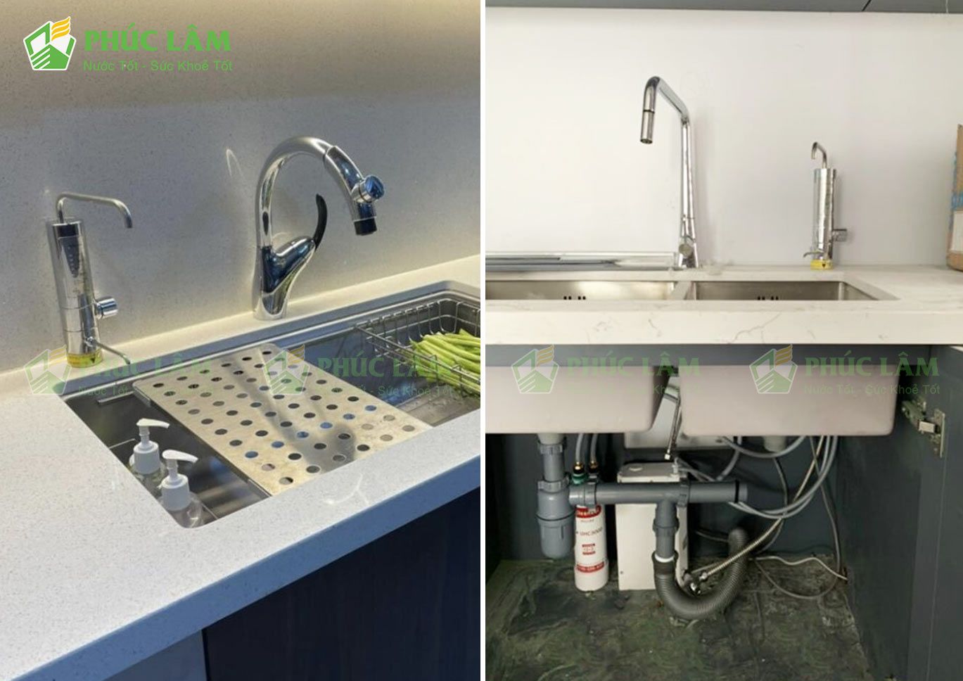 Lắp đặt máy lọc nước Cleansui AL800 âm tủ bếp gọn gàng, thẩm mỹ