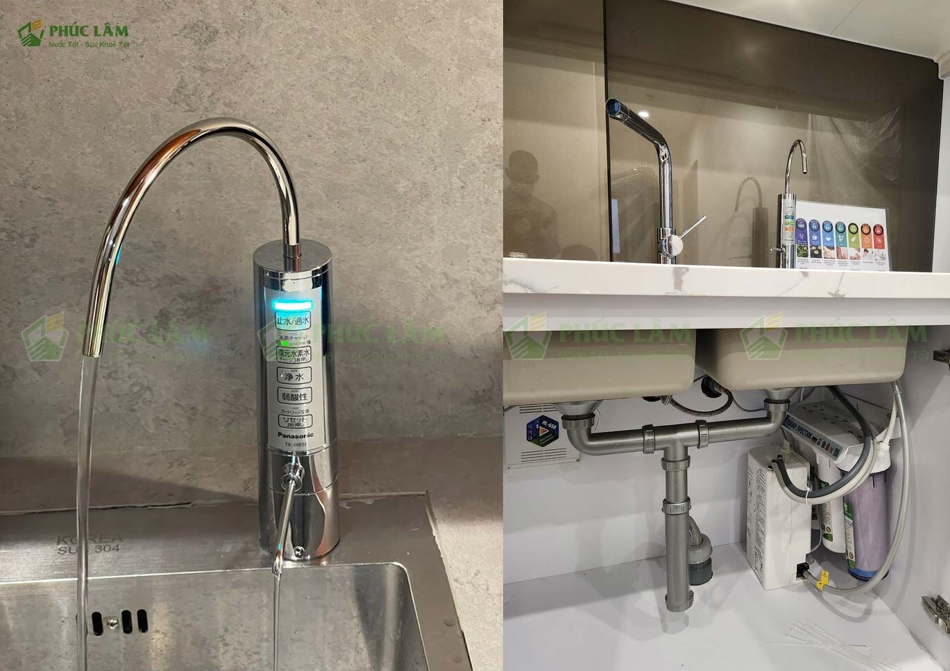 Hình ảnh lắp đặt máy lọc nước Panasonic TK HB50S thực tế tại bếp khách hàng