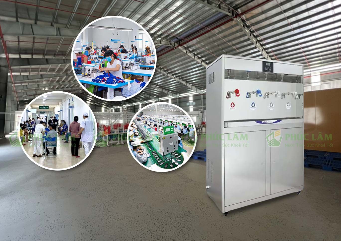 Máy lọc nước công nghiệp nóng lạnh 4 vòi Haohsing HQ-4D
