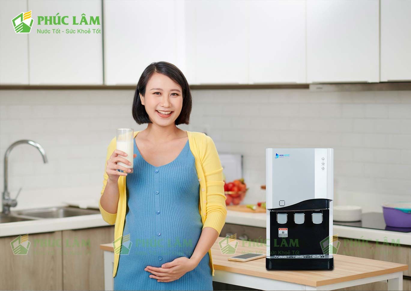Máy Lọc Nước Nóng Lạnh Để Bàn Penhome Eco PHV-W2904-3C (UF) thiết kế nhỏ gọn cho chung cư