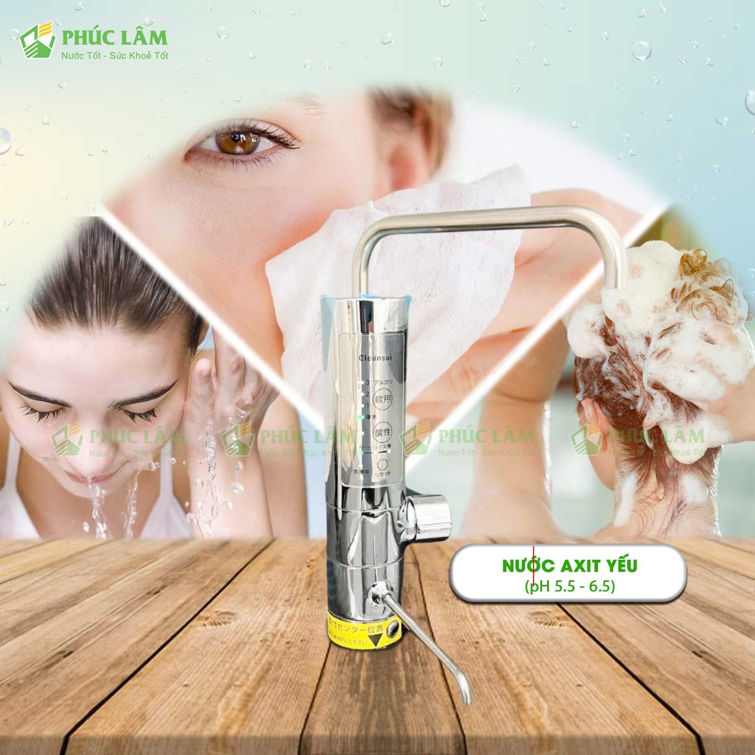 Nước axit yếu từ Máy Lọc Nước Ion Kiềm Mitsubishi Cleansui Alkaline AL800