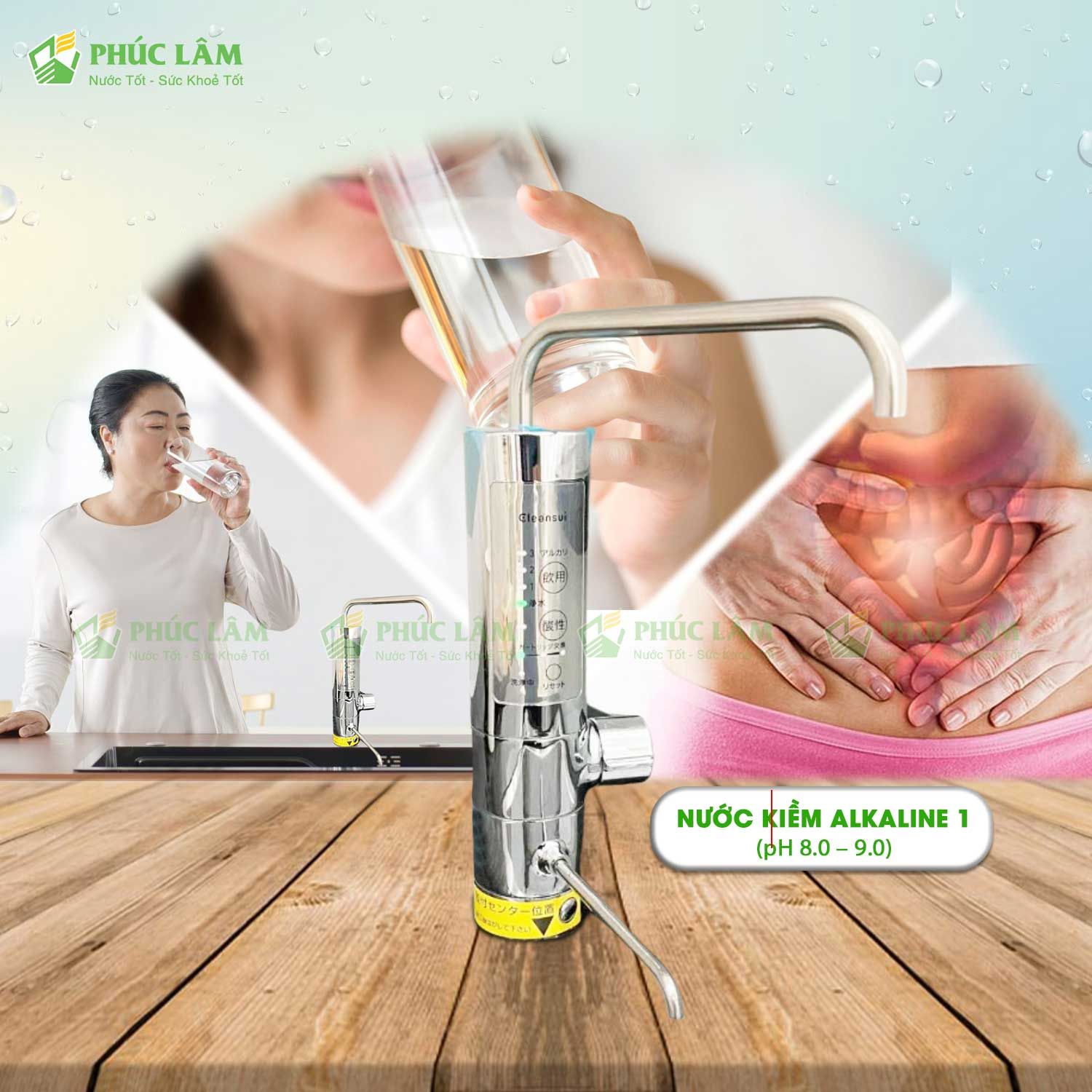 Nước kiềm Alkaline 1 từ Máy Lọc Nước Ion Kiềm Mitsubishi Cleansui Alkaline AL800
