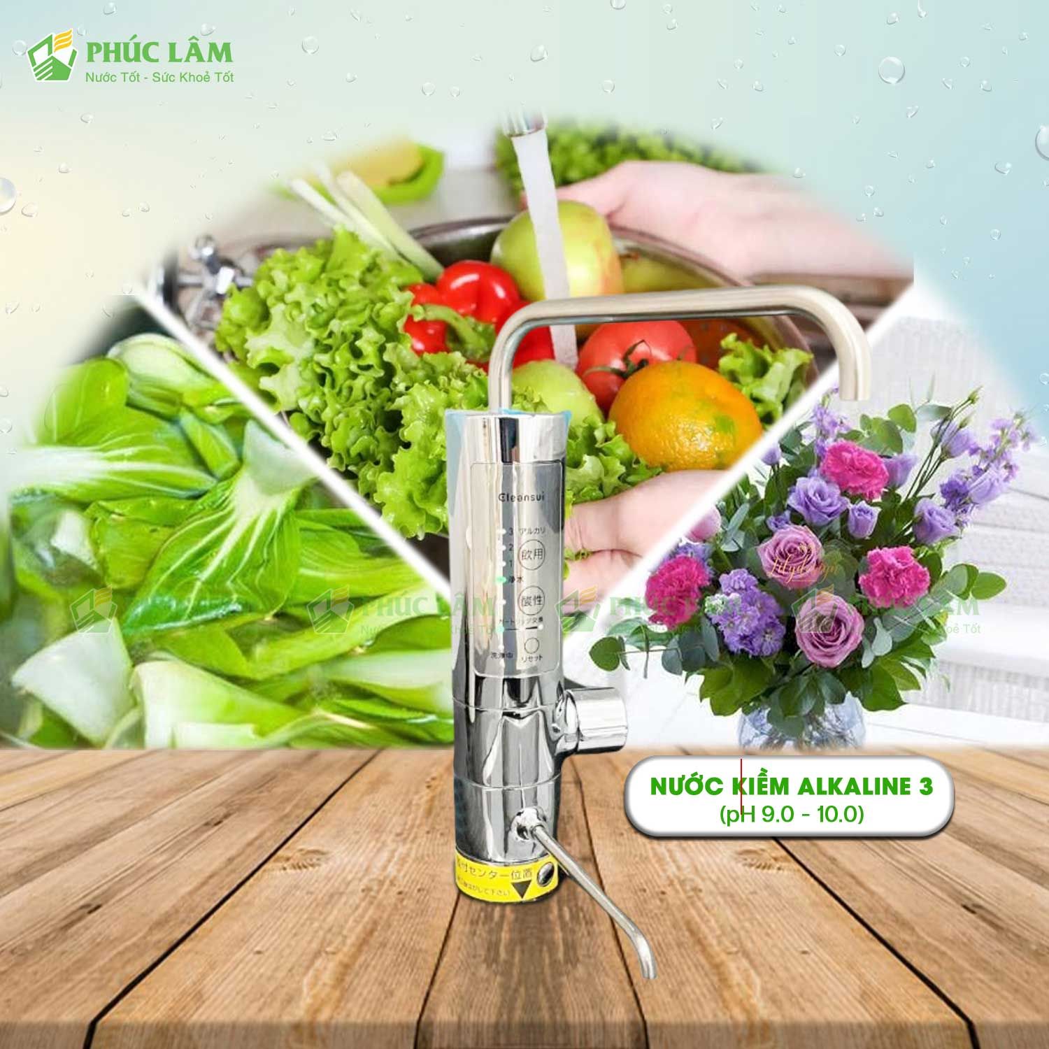 Nước kiềm Alkaline 3 từ Máy Lọc Nước Ion Kiềm Mitsubishi Cleansui Alkaline AL800