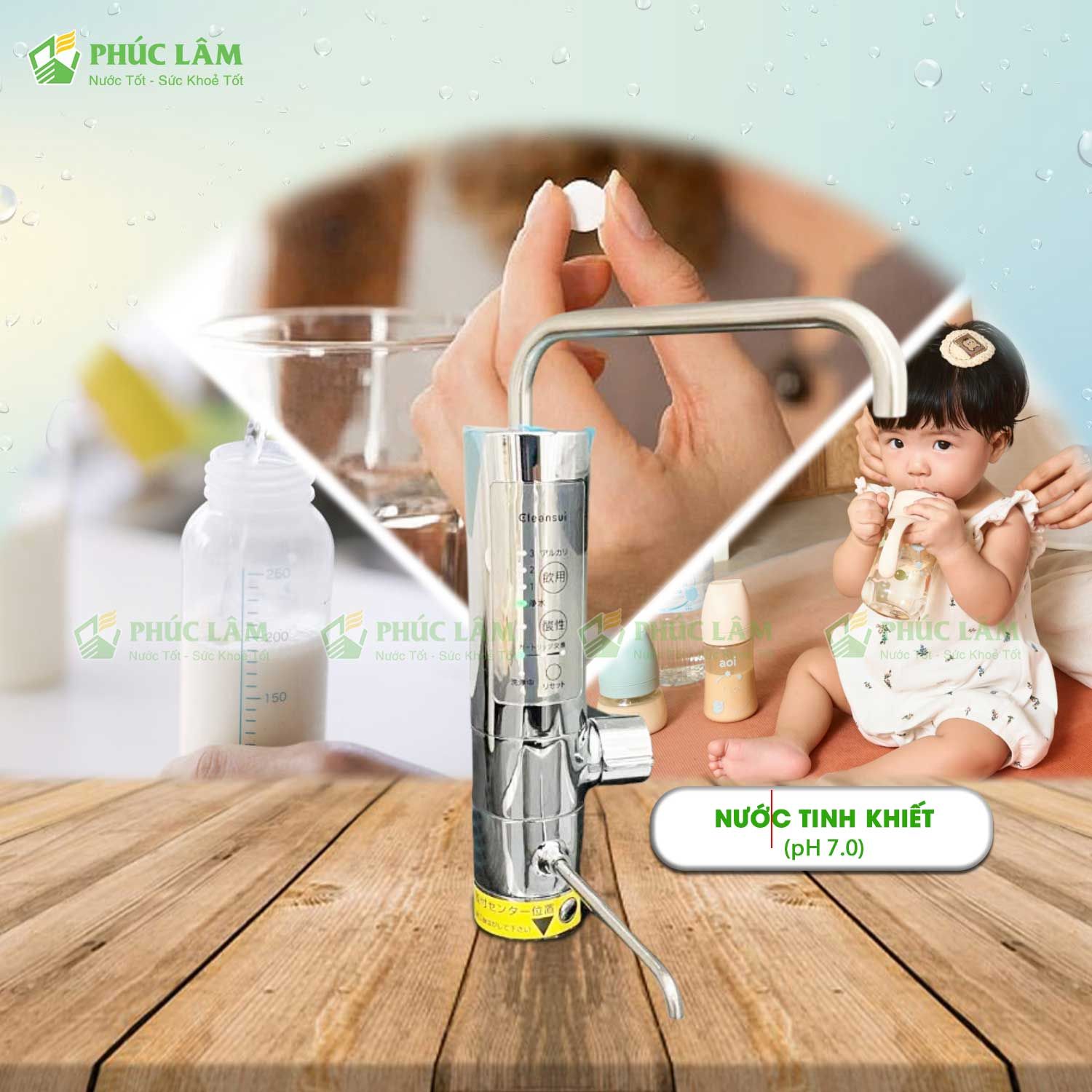 Nước tinh khiết từ Máy Lọc Nước Ion Kiềm Mitsubishi Cleansui Alkaline AL800