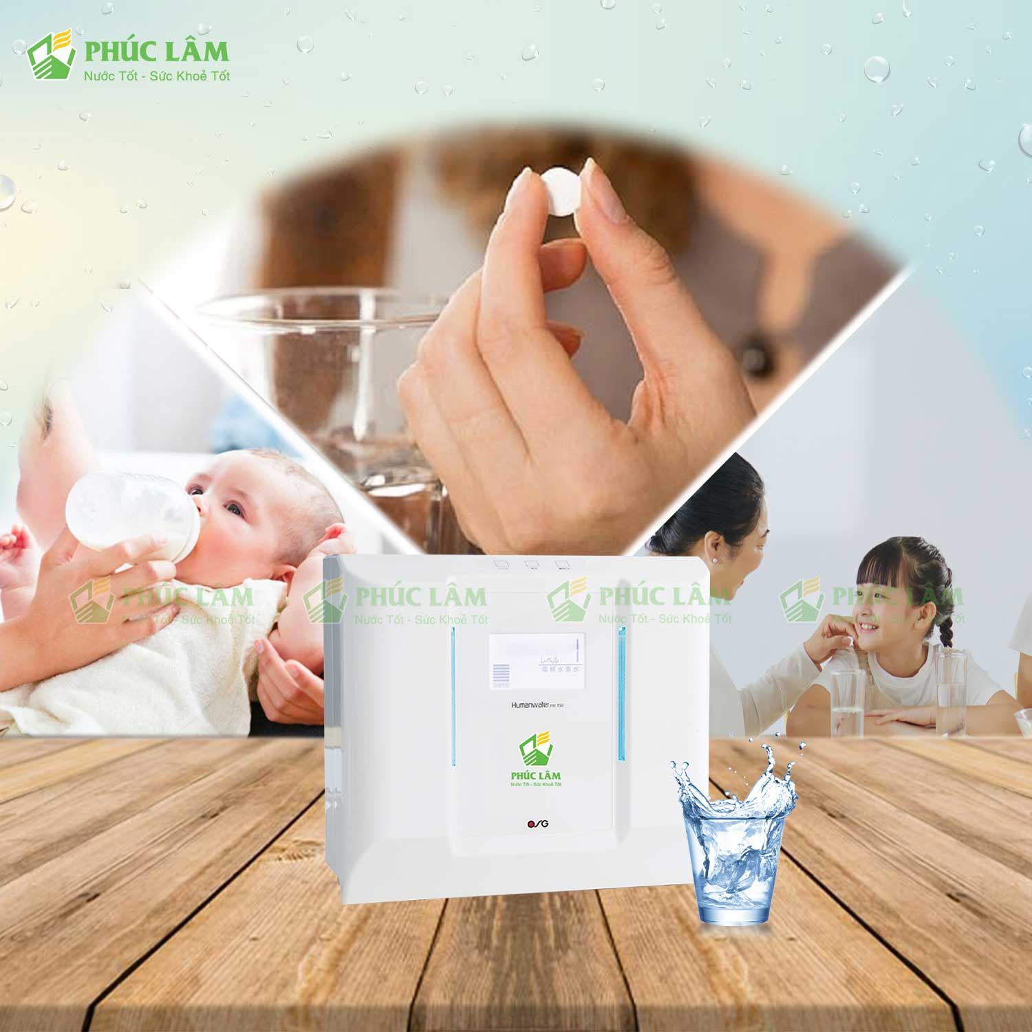 Nước uống tinh khiết pH 7.0 từ máy lọc nước OSG Human HU150
