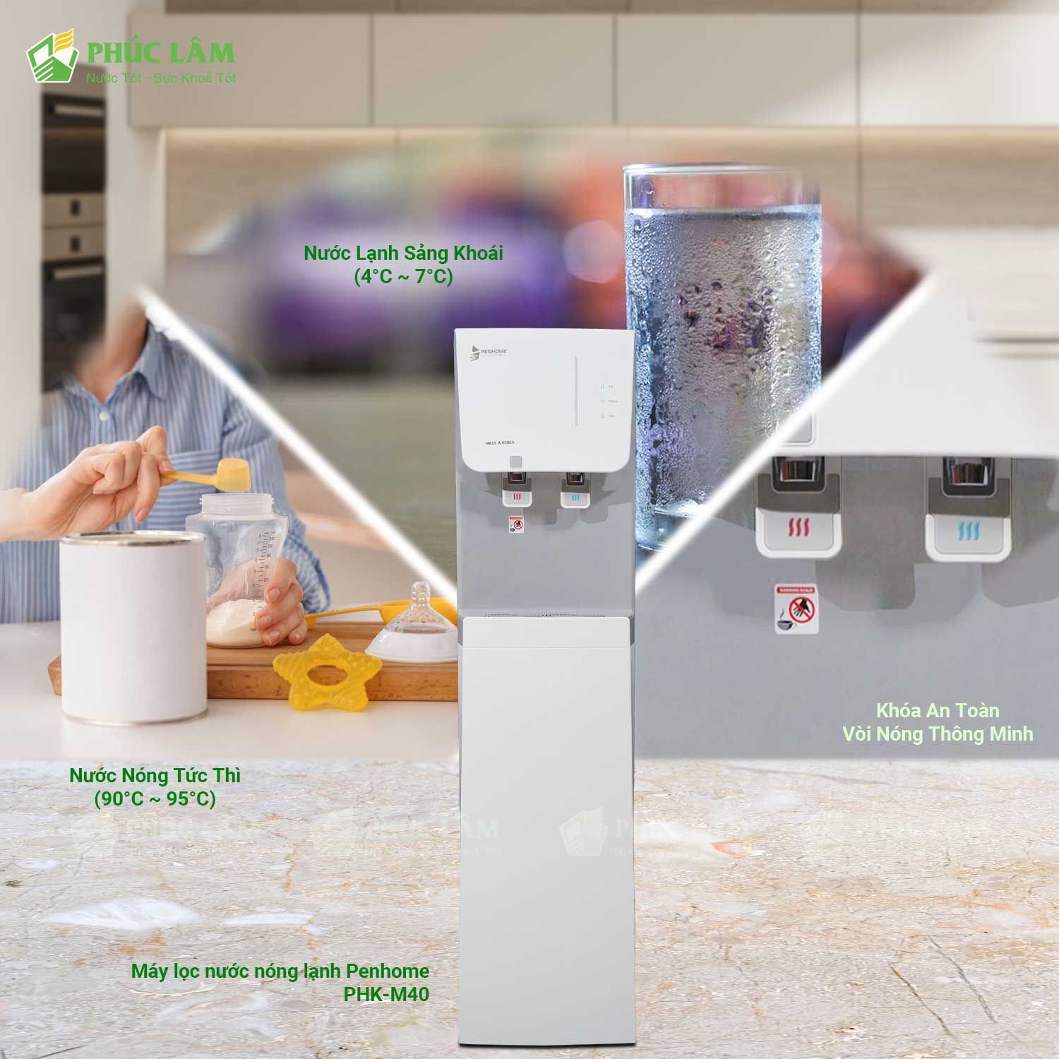 Sử dụng tiện lợi chế độ nóng lạnh của máy lọc nước UF PenHome PHK-M40